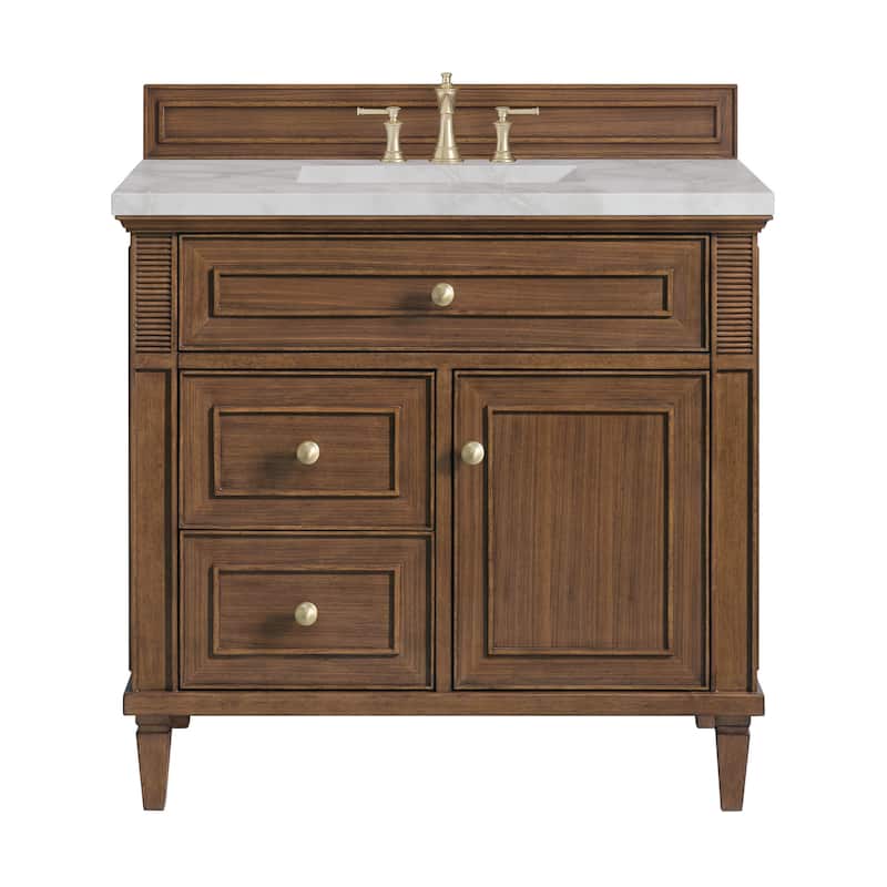 James Martin Vanities 424-V36-3VSL Lorelai 36" Single Basin Wood - Mid-Century Walnut - Walnut Finish
