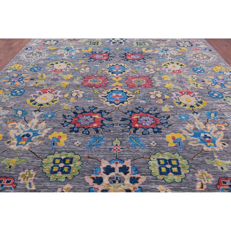 Golden Nile Grey Turkish Oushak Hand Knotted Wool Rug - 10' 4" X 14' 3"