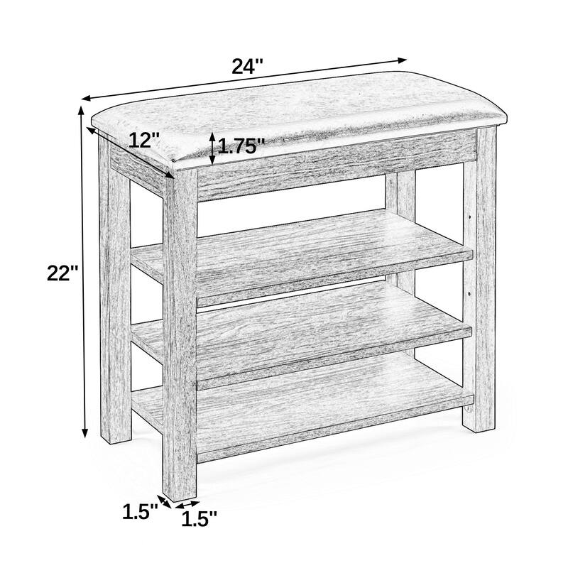 A height-adjustable shoe-changing bench with seat and concealed storage space,Natural rubber wood