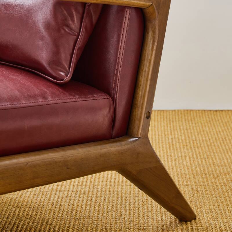 Glitzhome Set of 2 30.75"H Mid-Century Modern PU Leather Accent Chairs with Cushion - 25.75"W x 33.75"D x 30.75"H