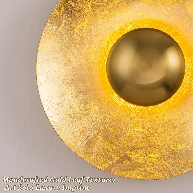 Gold Iron LED Wall Sconce with Interior Gold Leaf Finish Dimmable