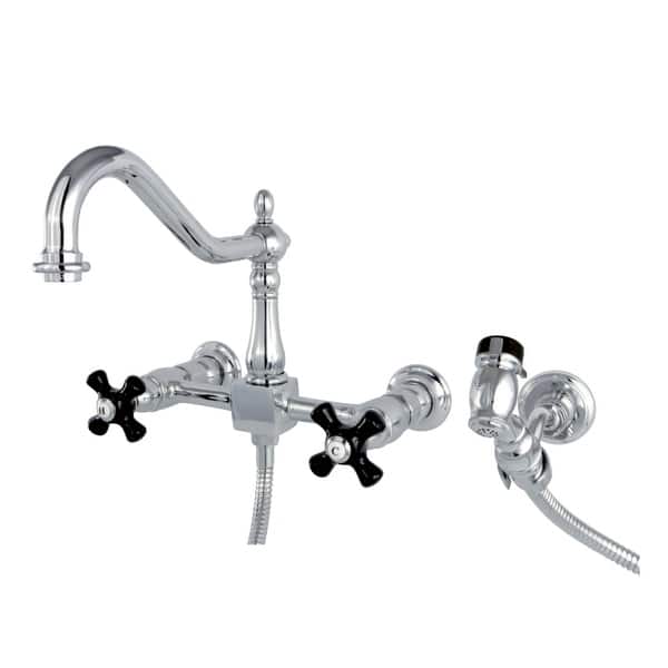 Duchess Wall Mount Bridge Kitchen Faucet with Brass Sprayer ...