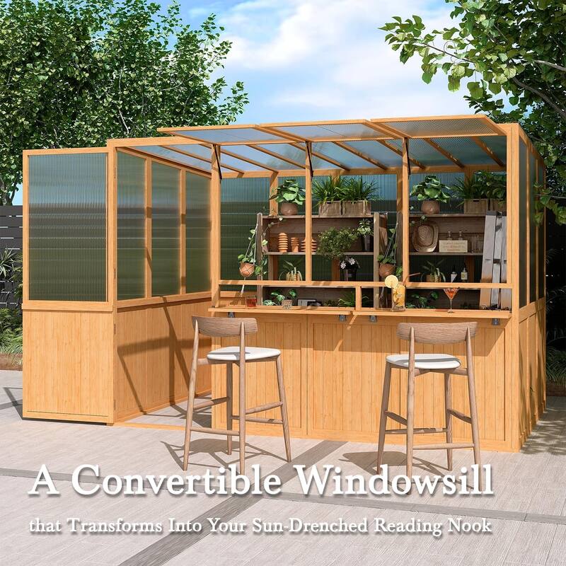 AECOJOY Heavy Duty Wood Greenhouse, Greenhouses for Outdoors with Openable Window & Lockable Door