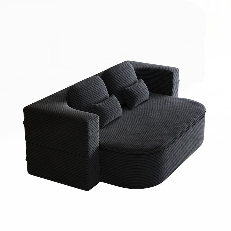Folding Mattress Sofa with Fixed Shape Frame Convertible Sleeper Foam Sofa Bed with Blanket