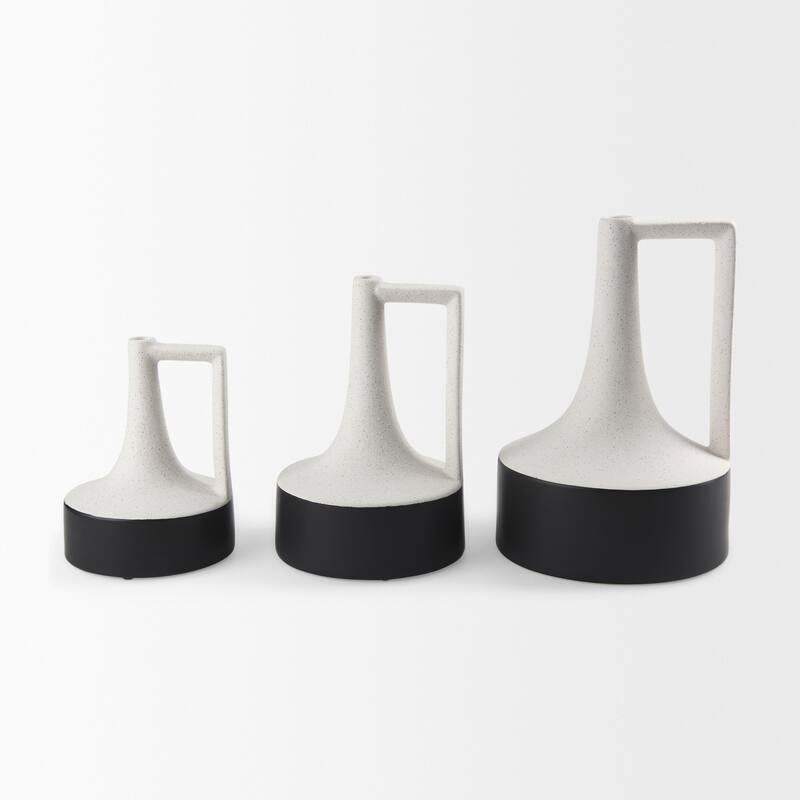 Burton Large White & Black Ceramic Jug Vase