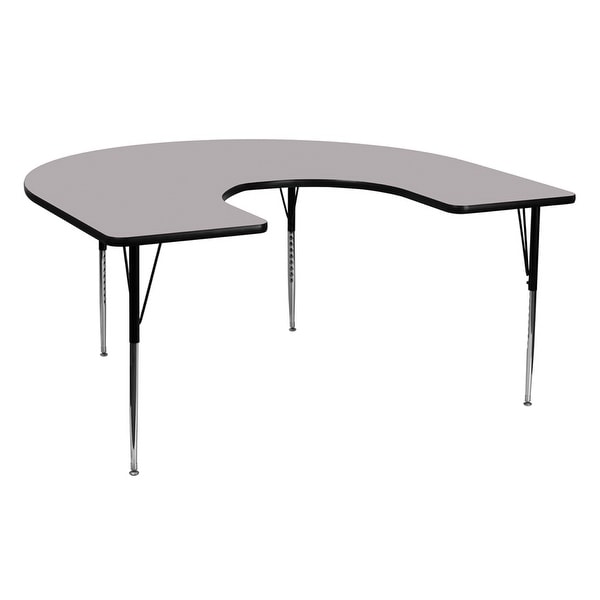 Offex 60''W x 66''L Horseshoe Activity Table with Grey Thermal Fused Laminate Top and Standard Height Adjustable Legs - N/A