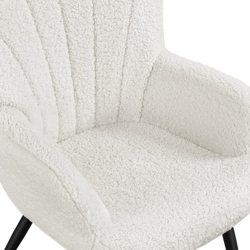 Yaheetech Modern Fabric Accent Chair Pleated Curved Back Armchair