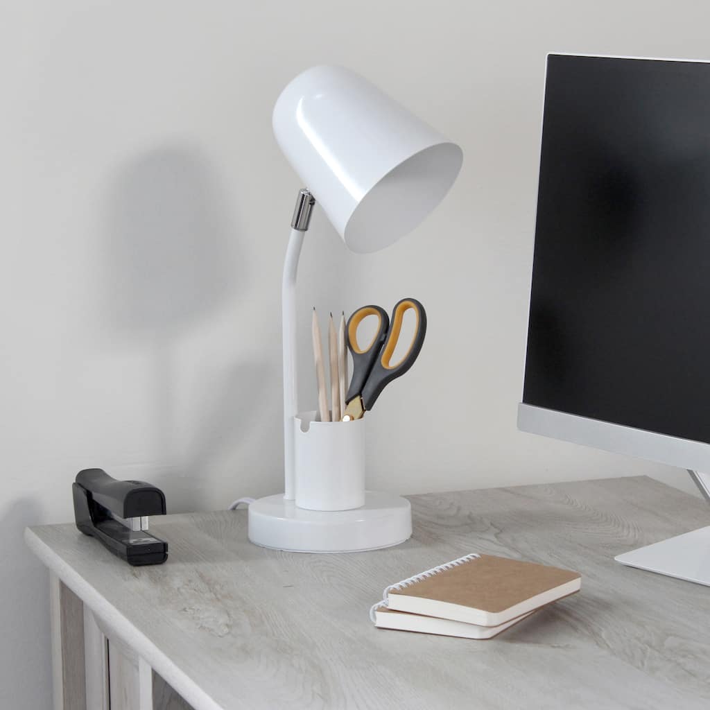 Adjustable Gooseneck Desk Lamp with Metal Shade - 15.75" - White