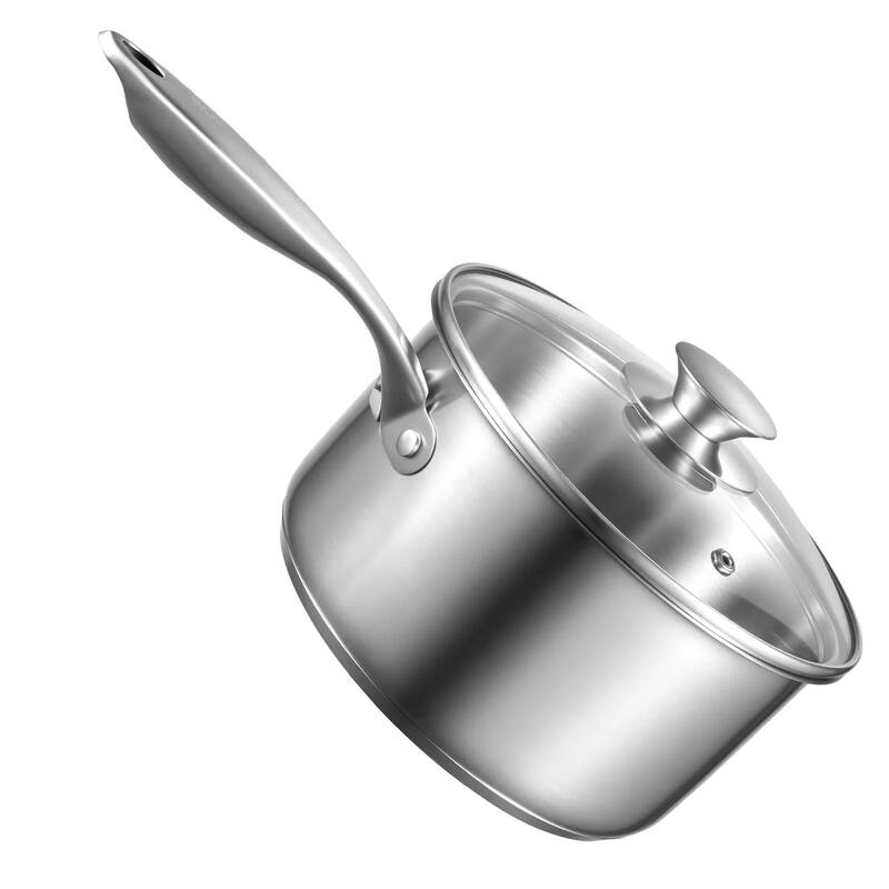 Silver 2-in-1 Aluminum Saucepan with Steamer Insert Oven Safe for Daily Use