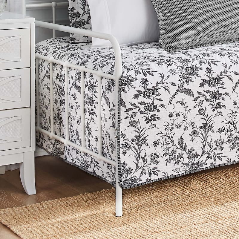 Laura Ashley Amberley Cotton Black 4 Piece Daybed Cover Set