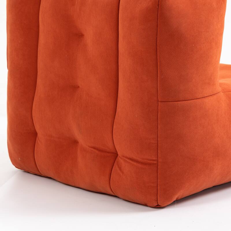 Velvet Floor Bean Bag Lounge Recliner Chair & Ottoman Set