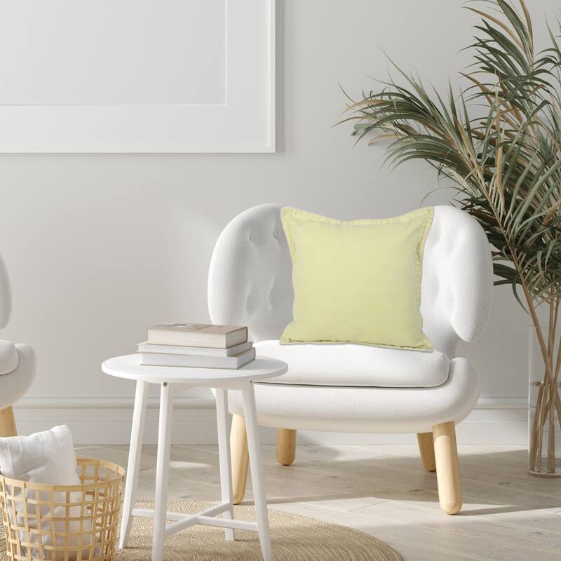 Handwoven Flanged Border Square Throw Pillow - 18" - Pale Yellow
