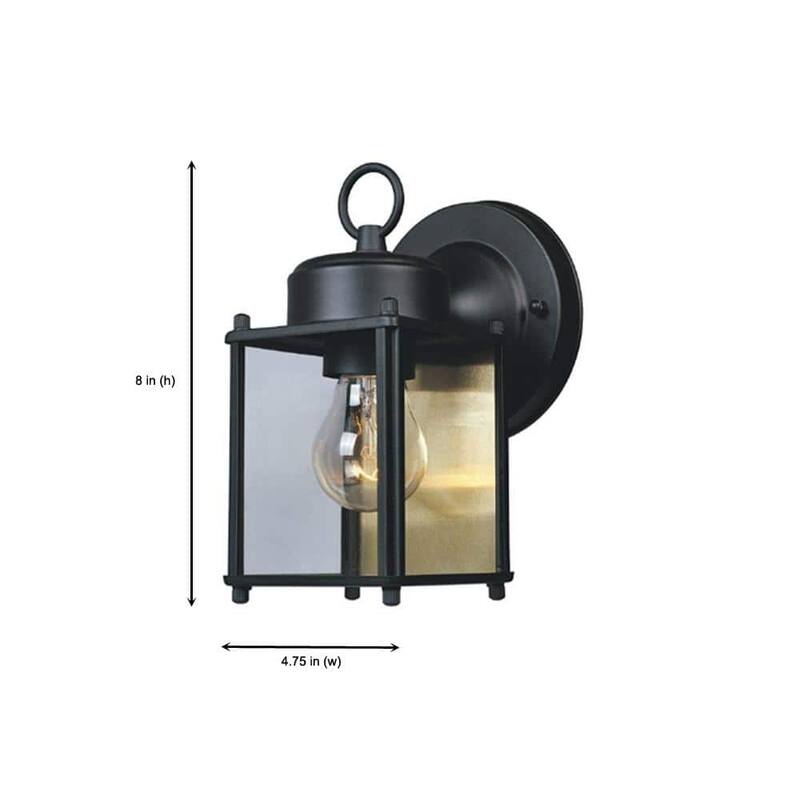 Black 1-Light Outdoor Line Voltage Hardwired Porch Light Wall Sconce