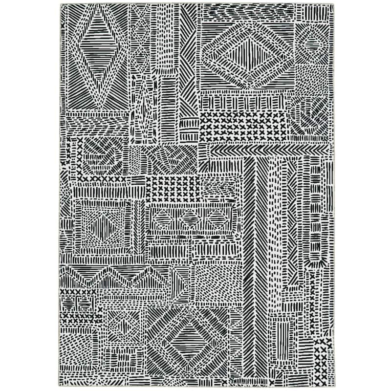 Cayden Machine Washable Geometic Area Rug - 2' x 3' - Black