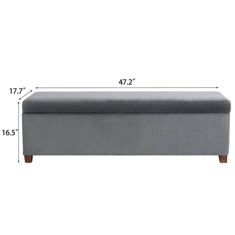Adeco Corduroy Storage Ottoman for Living Room Bedroom