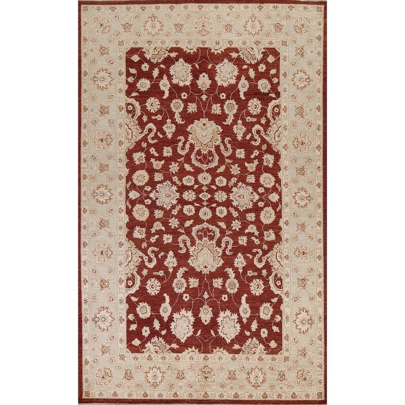 Vegetable Dye Floral Chobi Peshawar Oriental Wool Area Rug Handmade - 6'1" x 9'4"