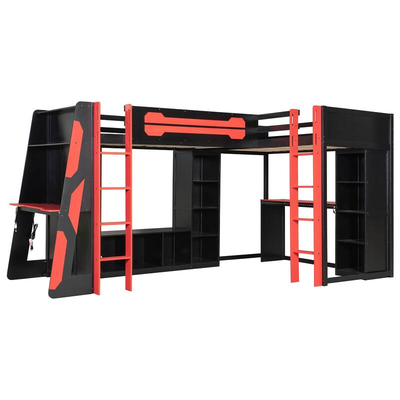 Ultimate L-Shaped Twin Loft Gaming Bed by Harper&Bright Designs