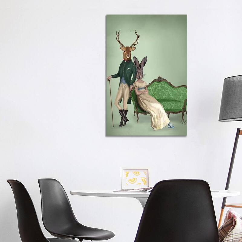 iCanvas "Mr. Deer & Mrs. Rabbit" by Fab Funky Canvas Print - 40x26x1.5