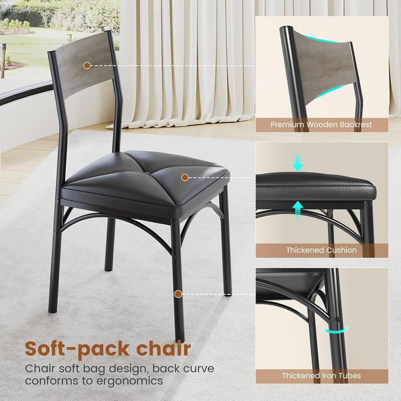 Extendable Dining Table Set 4-6 People 5-Piece Kitchen Table Set with 4 Cushion Chairs