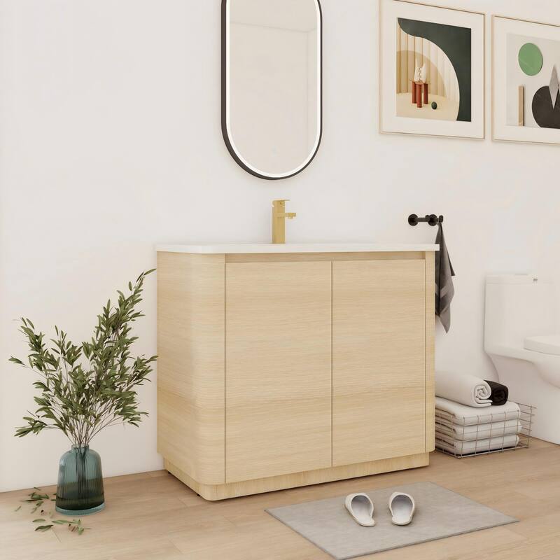 Bathroom Vanity With Sink In 36/40/48/52/60/64/84/92 Inch, Freestanding Bathroom Vanity With Doors and Adjustable Shelf