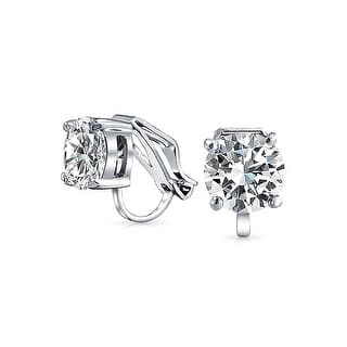 Clip On Cubic Zirconia Earrings Online At Our Bling Jewelry Clip On No Piercing Bridal Cz Stud Earrings Rhodium Plated 8mm
