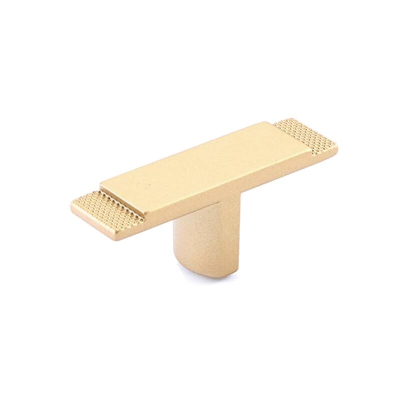 Schaub and Company Quadrato 2-3/8" Wide "T" Knob with Diamond Knurled - Signature Satin Brass