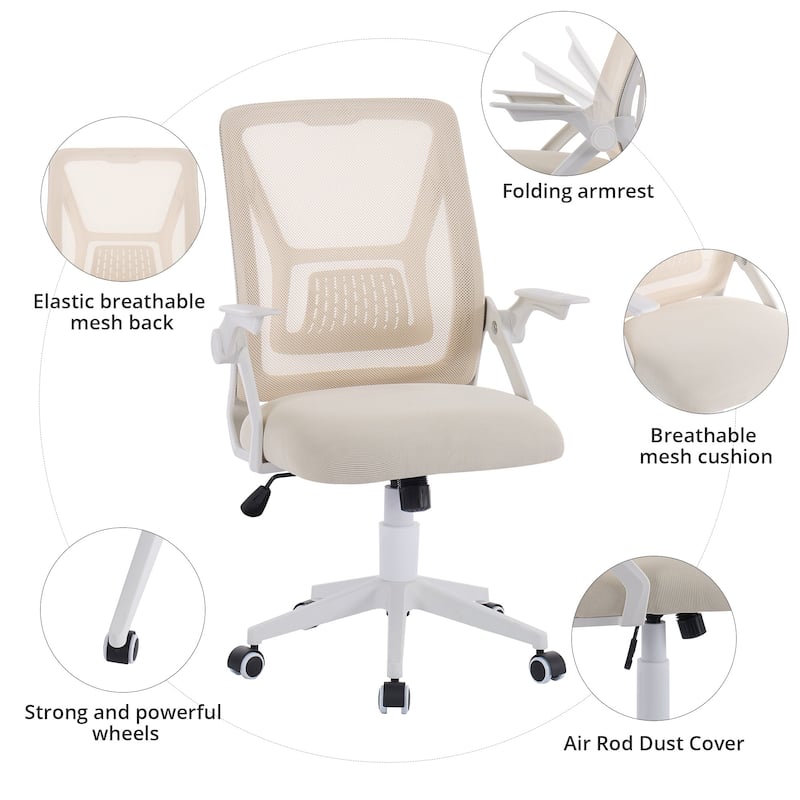 VECELO Translucent Mesh Office Chair with 360° Swivel Adjustable Height 90° Lifting Armrests for Home Office & Gaming Chair