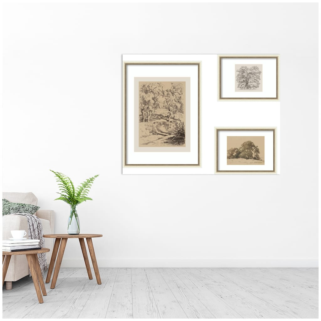 Kate and Laurel Sketches of Nature by Fry, Becker & Bosboom 3 Piece Framed Wall Art Print Set by Nostalgia Prints