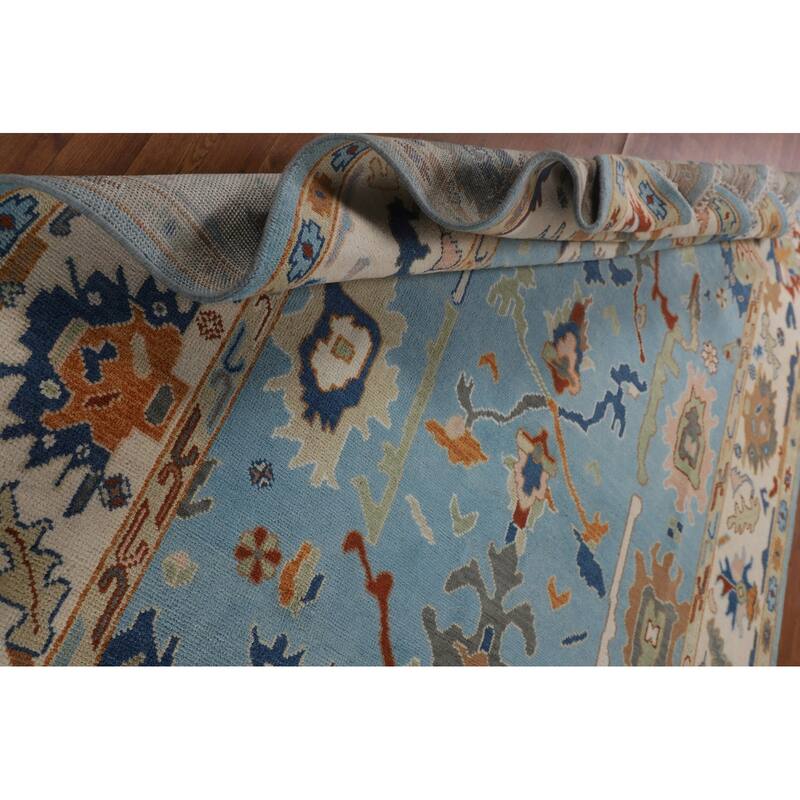 Blue Oushak Indian Area Rug Handmade Wool Carpet - 7'10"x 10'0"