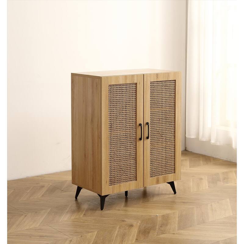 Stylish Rattan Mesh Shoe Cabinet with Ample Storage for Entryway or Living Room Organization