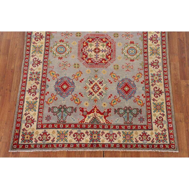 Kazak Oriental Area Rug Hand-Knotted Living Room Wool Carpet - 4'11" x 6'8"