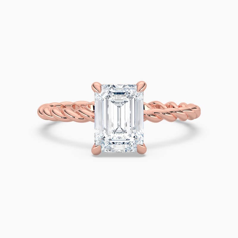Auriya 14k Gold Lab Grown Emerald Diamond Twisted Hidden Halo Engagement Ring 1.00 to 5.00 ct. tw. (F-G, VS) - 8 - 5.00 carats - Rose