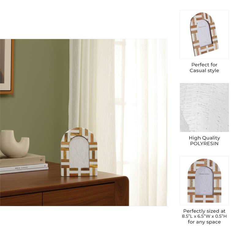 Resin Wood Picture Frame Arch Design Home Office Decor - 4x6" Ivory