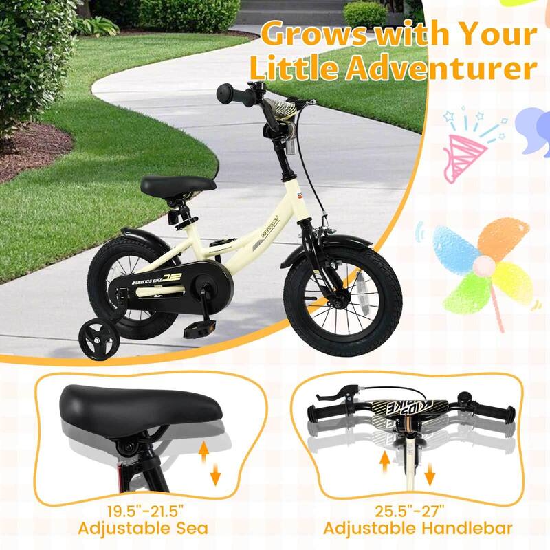 Costway 14" Kids Bike with Removable Training Wheels Adjustable Seat & - See Details