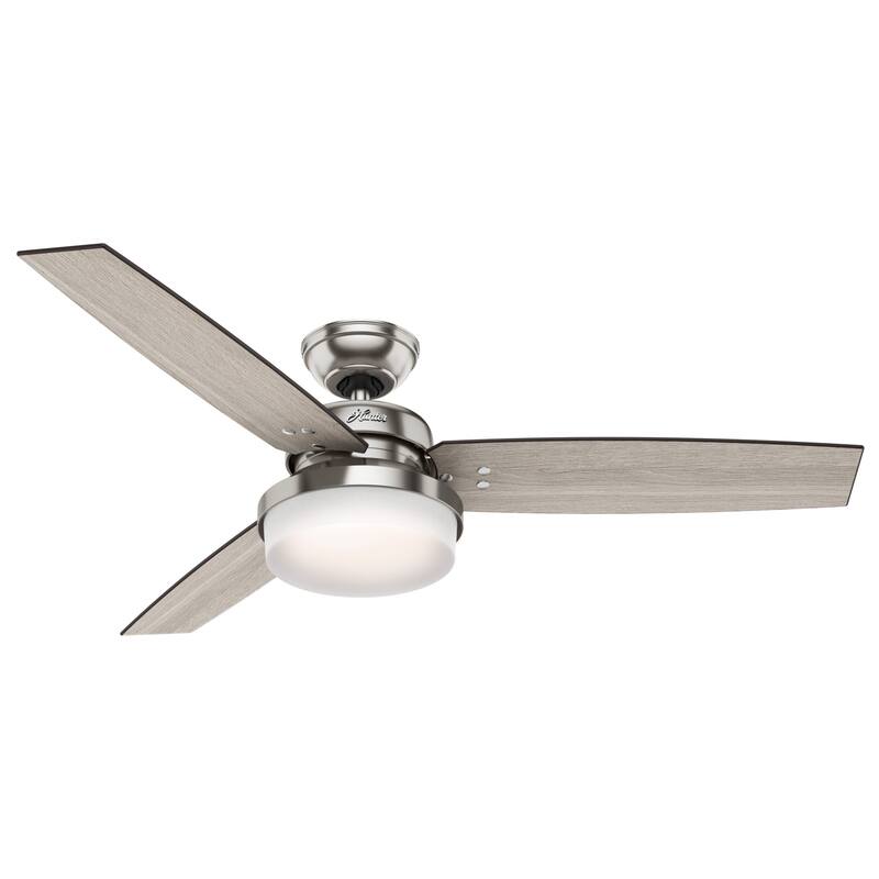 Hunter Fan Sentinel Brushed Nickel 52-inch Ceiling Fan with 3 Reversible Blades - Silver