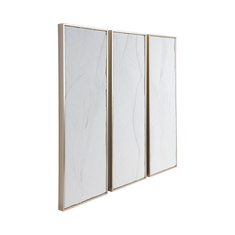 Glass Wall Art Textured Decor Home Living (Set of 3) - 16x48" Gold