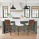 preview thumbnail 78 of 78, Skara Mid-Century Swivel Counter Stool, Upholstered Counter Height Chair with Bentwood Legs Set of 3 - White Faux Leather & Walnut