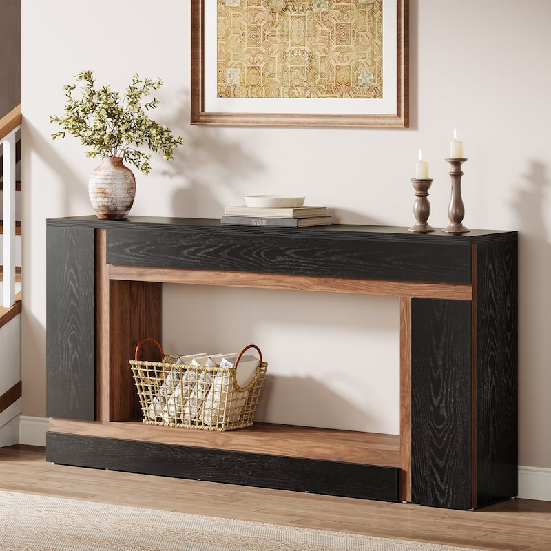 2-tier Narrow Console Entryway Table for Living Room Hallway Foyer - 63" W x 11.81" D x 31.5" H
