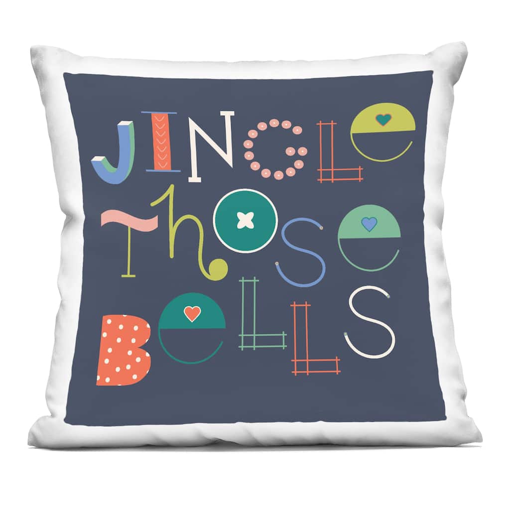 Stupell Eclectic Jingle Bells Phrase Decorative Printed Throw Pillow Design by Sazerelli Designs
