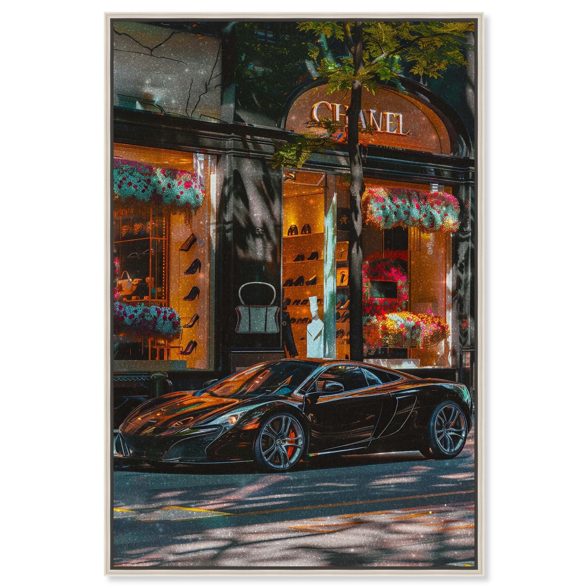 Flowers Before the Store Travel Art Framed Canvas Print by Art Remedy