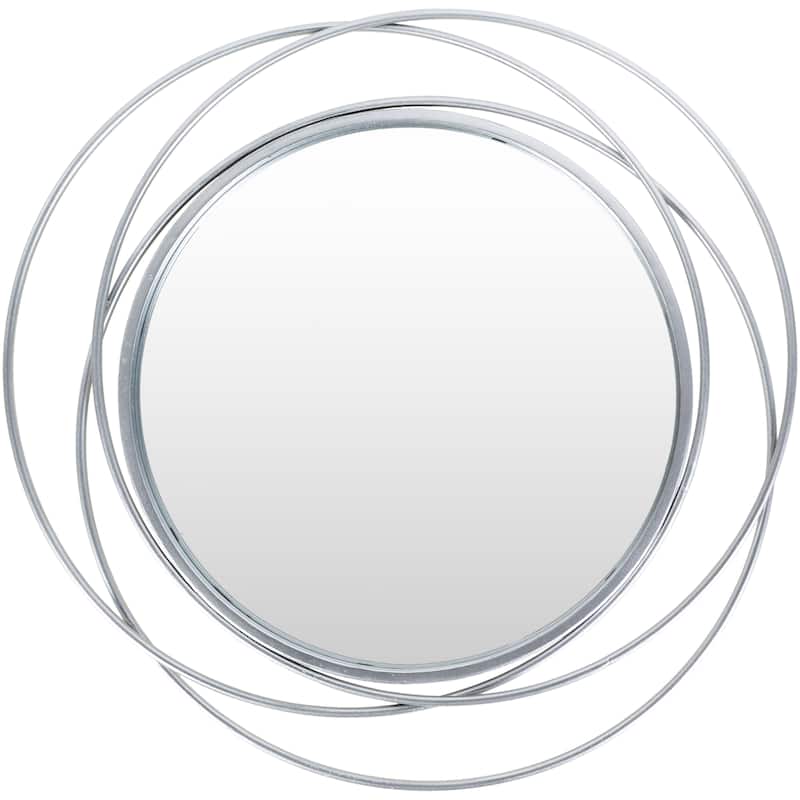Livabliss Kindra Modern Circles Silver Round Mirror - 30"H x 30"W