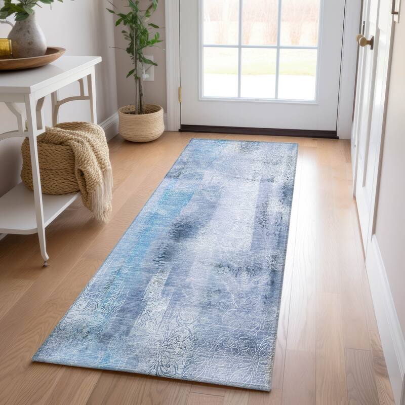 Machine Washable Indoor/ Outdoor Modern Imprints Chantille Rug