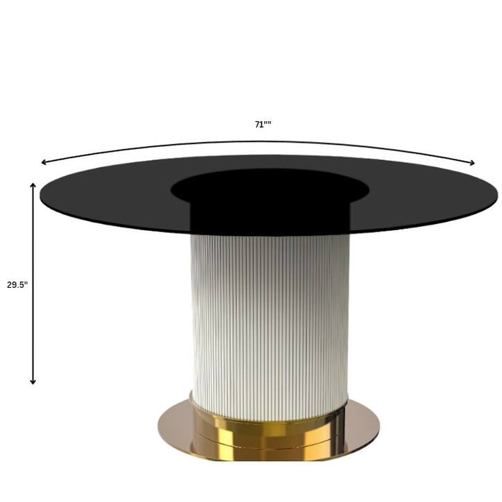 Jexis Round Dining Table with Glass/Sintered Stone Tableop