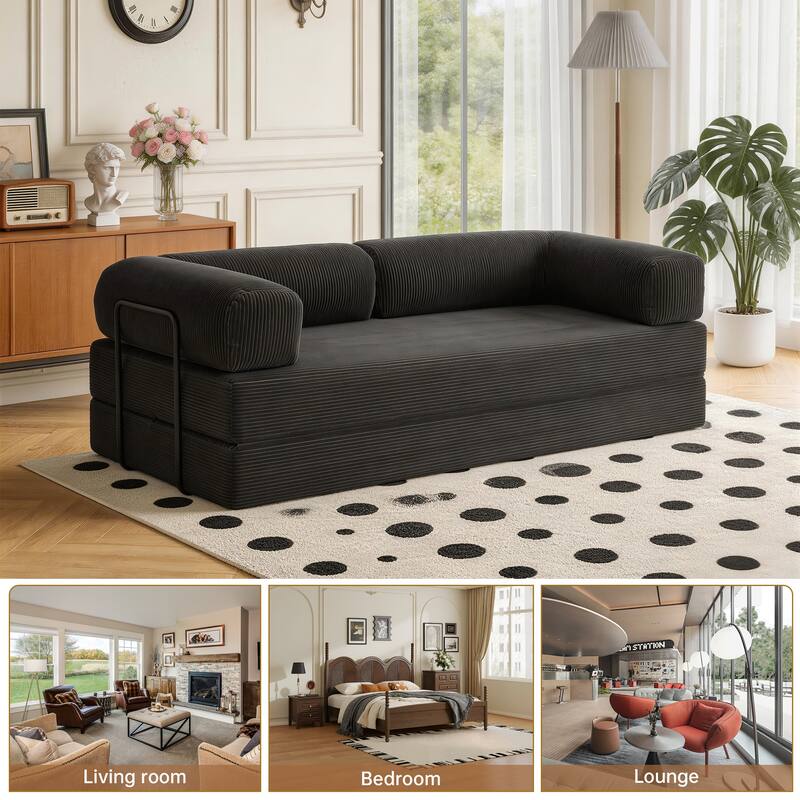 Corduroy Large Couch Convertible Floor Sofa Bed Sleeper
