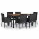 preview thumbnail 21 of 91, vidaXL 3 Piece Patio Dining Set with Cushions Black Poly Rattan - 18.9" x 21.7" x 34.6"