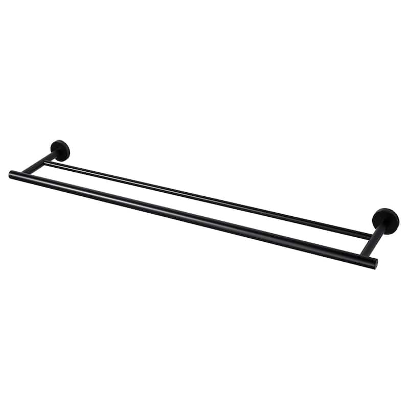 WOWOW Wall Mounted Stainless Steel Double Towel Bar - 32-inch - Matte Black