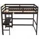 preview thumbnail 22 of 25, Full Loft Bed Pine Kids Bed with Space Storage Bulit-in Desk Shelves and Ladder, Grey