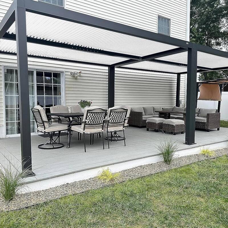 PURPLE LEAF Louvered Pergola Outdoor Aluminum Pergola with Adjustable Roof for Patio Hardtop Gazebo