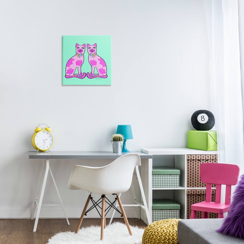 Stupell Mirrored Purple Cats Canvas Wall Art Design By Katie Conley