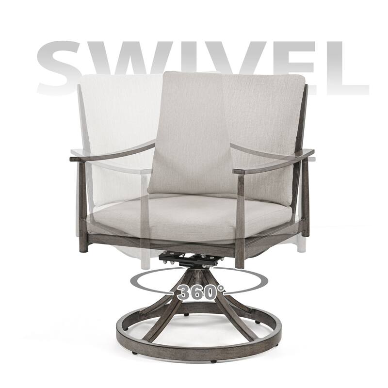 SleekLine 2-Piece Aluminum Patio Dining Swivel Chairs with Cushions